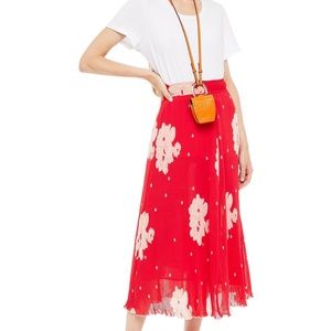 Ganni Floral-Print Plissé-Georgette Midi Skirt - Size FR 36 (US 4)